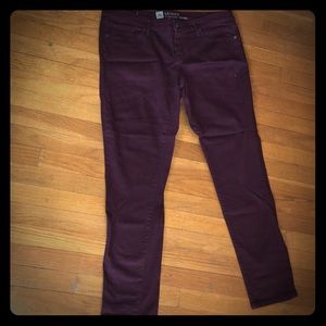 Maroon straight leg denim